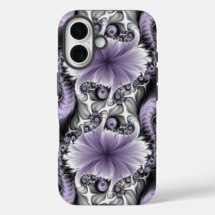 Coques iPhone 16 Illusion de lilas, art abstrait floral fractal fan