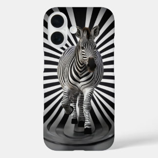Coques iPhone 16 Illusion en noir et blanc Zebra