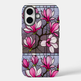 Coques iPhone 16 Illusion en verre tendu gras rose Magnolias