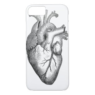 Coques Pour iPhone Illustration blanche noire simple de coeur