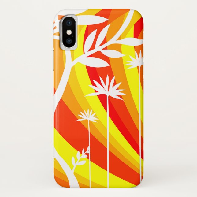 Coques Case-Mate iPhone Illustration botanique orange et blanc (Dos)