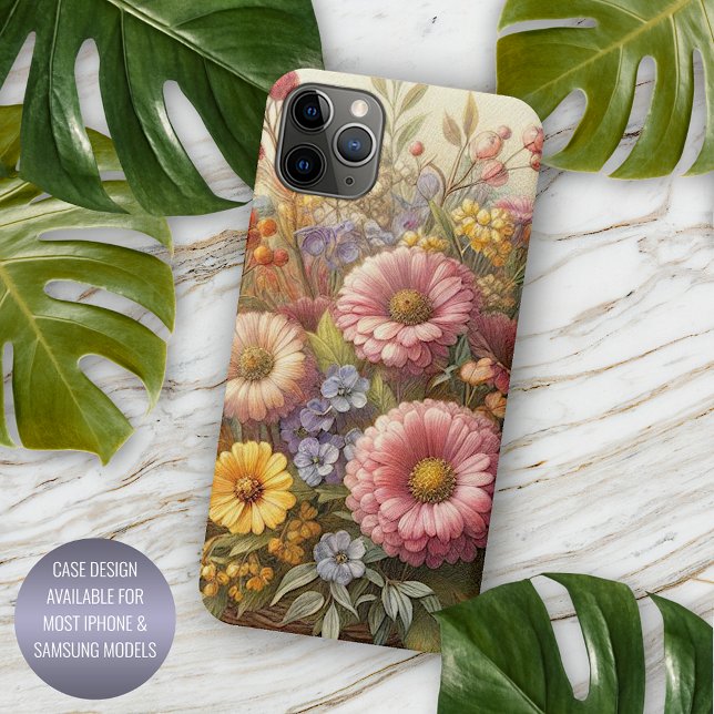 Coques Case-Mate iPhone Illustration classique de l'ancien charme floral (Créateur téléchargé)