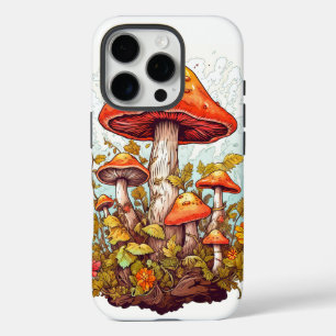 Coques iPhone 16 Pro Illustration créative de forêt de champignons