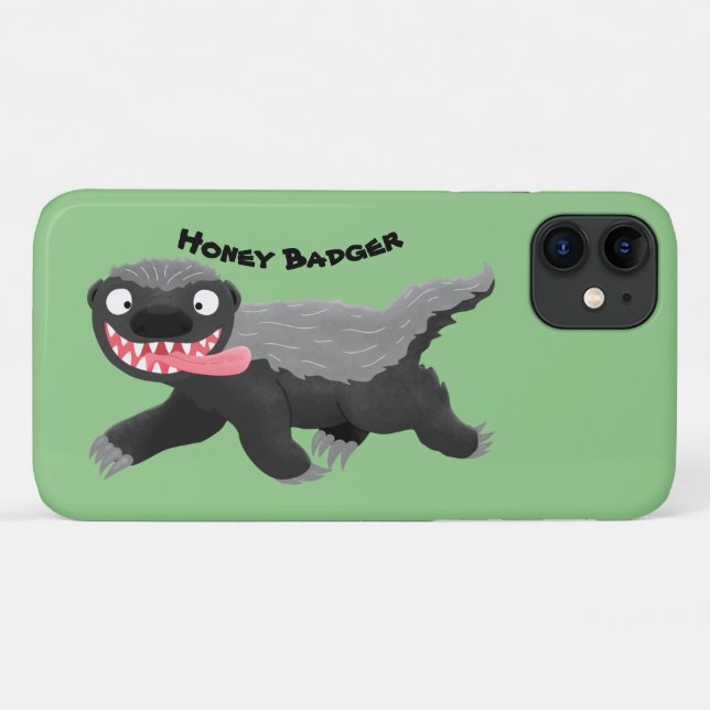 Coques Case-Mate iPhone Illustration de blaireau au miel affamé (Dos (Horizontal))