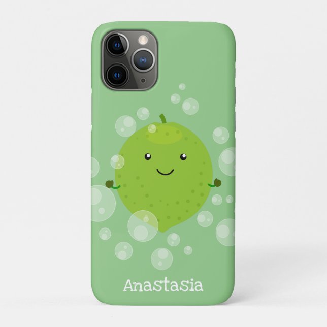 Coques Case-Mate iPhone Illustration de bulles de chaux vert mou (Dos)