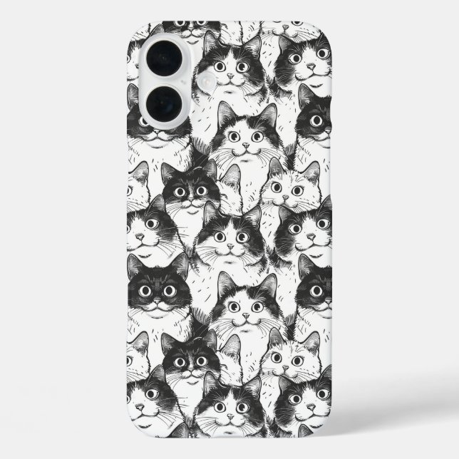 Coques Case-Mate iPhone Illustration de chat noir et blanc (Verso)