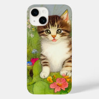 Illustration de chat souriant vintage