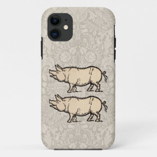 Coque Case-Mate Pour iPhone Illustration de cochon antique mignon vintage