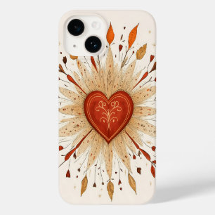Coque Pour iPhone 14 Illustration de cœur automnal bohème