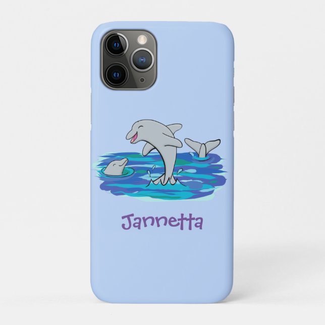 Coques Case-Mate iPhone Illustration de dauphins heureux adorables (Dos)