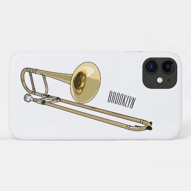 Coques Case-Mate iPhone Illustration de dessin animé de Trombone (Dos (Horizontal))