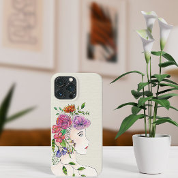 Case-Mate iPhone Case Illustration de femme avec des fleurs