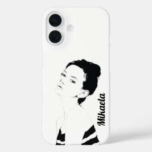Coques iPhone 16 Illustration de fille customisée