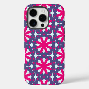 Coques iPhone 16 Pro Illustration de formes florales violettes et roses