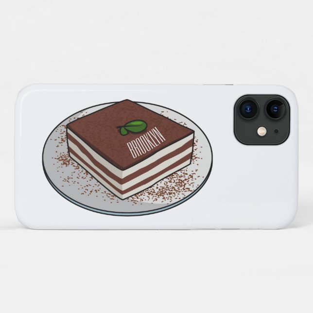 Coques Case-Mate iPhone Illustration de gâteau de Tiramisu (Dos (Horizontal))