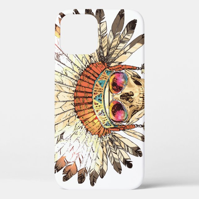 Coques Case-Mate iPhone Illustration de mode crâne amérindien (Verso)