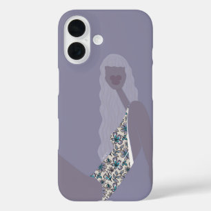 Coques iPhone 16 Illustration de mode Femme chic Violet Art moderne