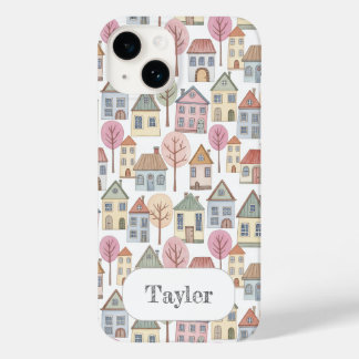 Coque Pour iPhone 14 Illustration de petites maisons fantaisistes avec