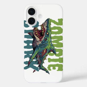 Coques iPhone 16 Illustration de requin zombie en colère