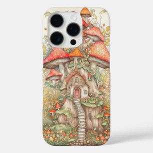Coques iPhone 16 Pro Illustration de résidence de champignons artistiqu