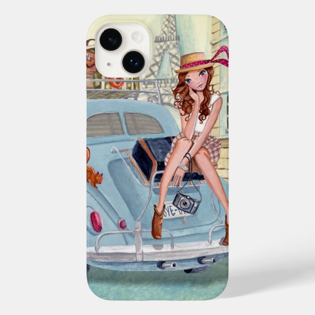 Coques Case-Mate iPhone Illustration de voyage fille Paris Chic Vintage (Verso)