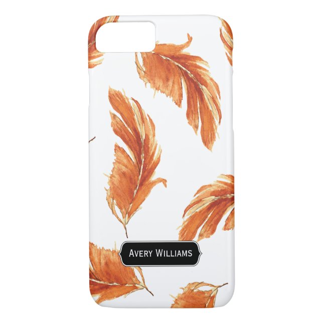 Coques Case-Mate iPhone Illustration des plumes d'aquarelle d'automne (Dos)