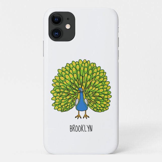 Coques Case-Mate iPhone Illustration d'oiseau de paon brillant (Dos)