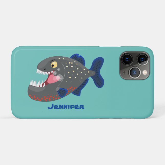 Coques Case-Mate iPhone Illustration drôle de piranha affamée (Dos (Horizontal))