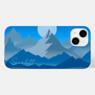 Coque Pour iPhone 14 Illustration du paysage de Blue Mountain Peaks