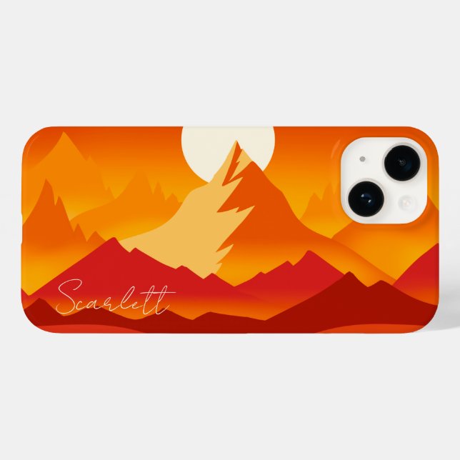 Coques Case-Mate iPhone Illustration du paysage de Sunset Mountain Peaks (Verso (horizontal))