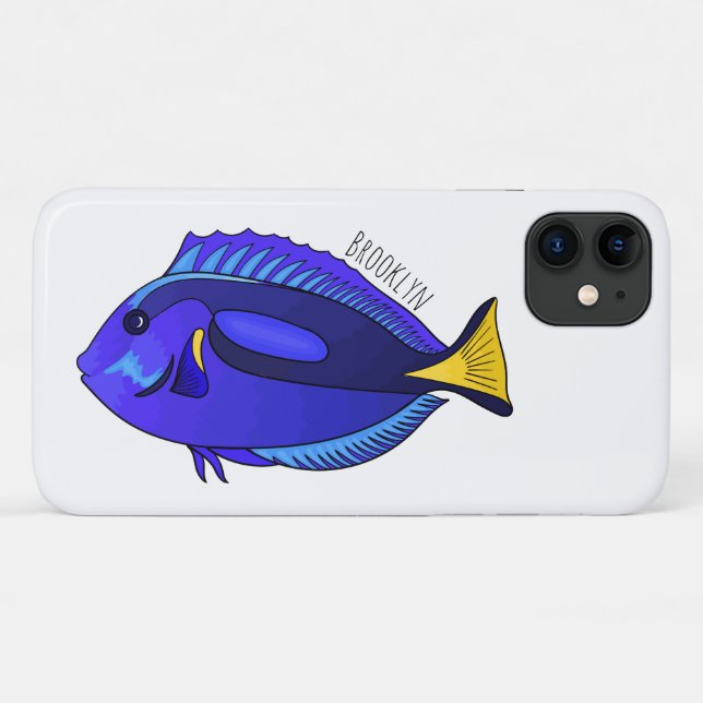 Coques Case-Mate iPhone Illustration du poisson de la cuve bleue (Dos (Horizontal))