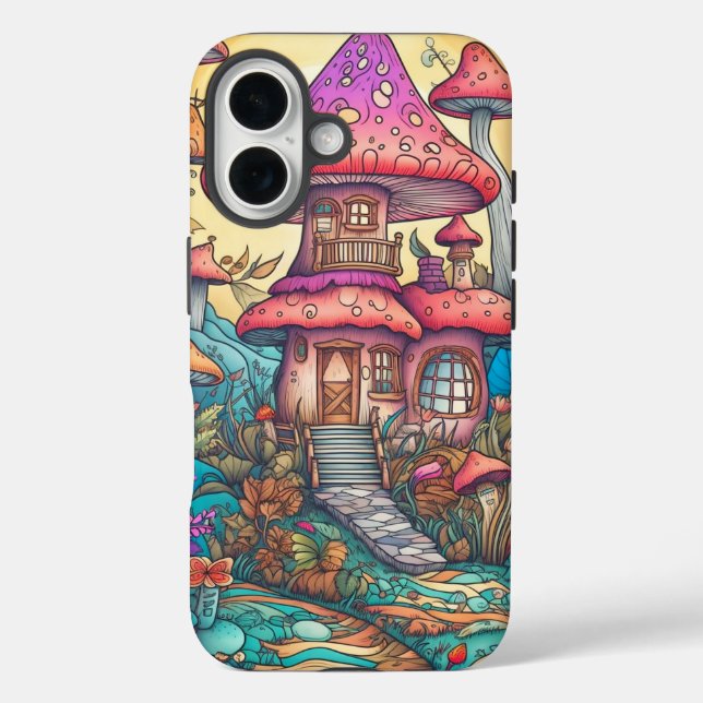Coques Case-Mate iPhone Illustration d'une cabane de champignons créative (Verso)