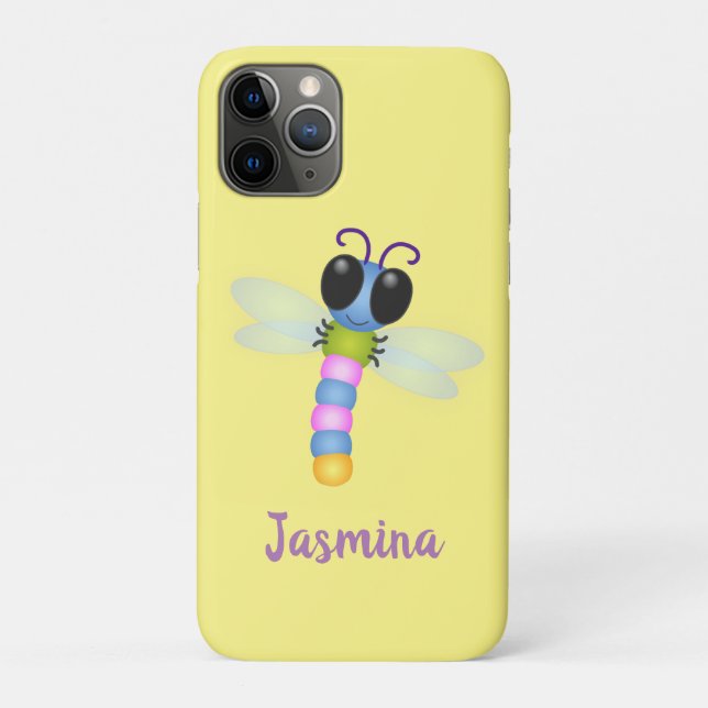 Coques Case-Mate iPhone Illustration d'une libellule bleu et rose (Dos)