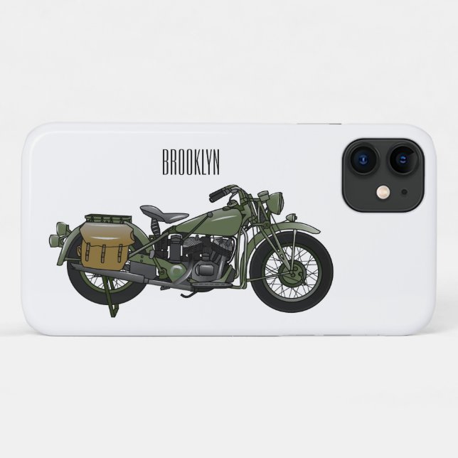 Coques Case-Mate iPhone Illustration d'une moto de croiseur militaire (Dos (Horizontal))