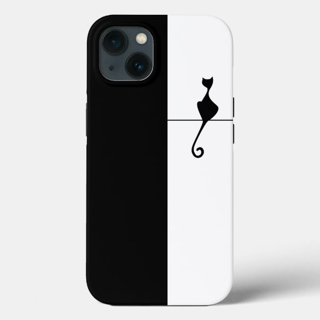Coques Case-Mate iPhone Illustration élégante d'un chat noir (Verso)