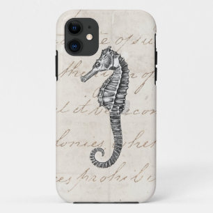 Coque iPhone 11 Illustration hawaïenne d'hippocampe de 1800s
