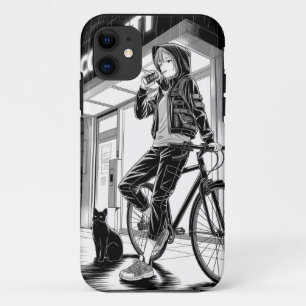 Case-Mate iPhone Case Illustration Manga Monochrome - Fille Cyberpunk