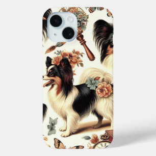 Coque Pour iPhone 15 Illustration Vintage de chien Papillon
