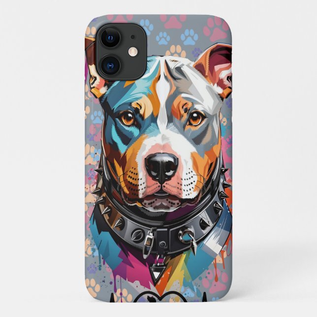 Coques Case-Mate iPhone image du visage d'un chien pitbull (Dos)