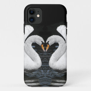 Coque iPhone 11 Image retournée blanche de cygnes muets