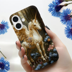 Coques iPhone 16 Imaginaire blanc Pegasus Floral Woodland Castle Ar