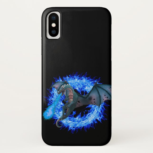 Coques Case-Mate iPhone Imaginaire Blue Fire Dragon Flames (Dos)