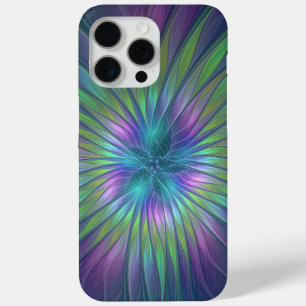 Coque iPhone 15 Pro Max Imaginaire brillant coloré Fleur Abstrait Fractal 
