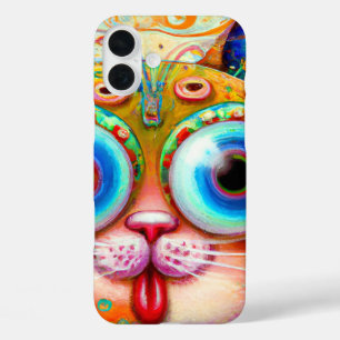 Coques iPhone 16 Plus Imaginaire coloré Chat qui sort sa langue