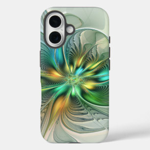 Coques iPhone 16 Imaginaire coloré Moderne Fleur Abstraite Fractale