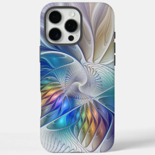 Coques iPhone 16 Pro Max Imaginaire Floral, Fleur Fractale Abstraite coloré