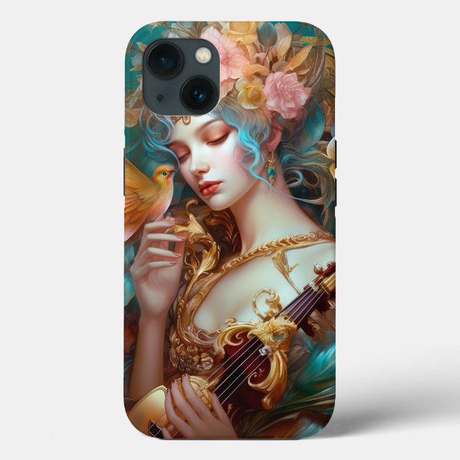 Coques Case-Mate iPhone Imaginaire Lady Avec Lute & Butterfly Bird (Verso)