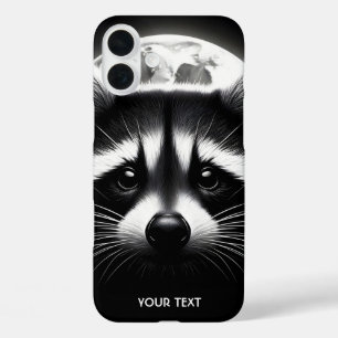 Coques iPhone 16 Plus Imaginaire mignon Racoon visage lune