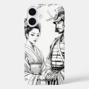 Coques iPhone 16 Imaginaire mignon Samurai Geisha crayon