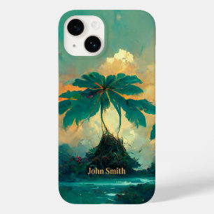 Coque Pour iPhone 14 Imaginaire tropical Mer & Palmiers Monogramme